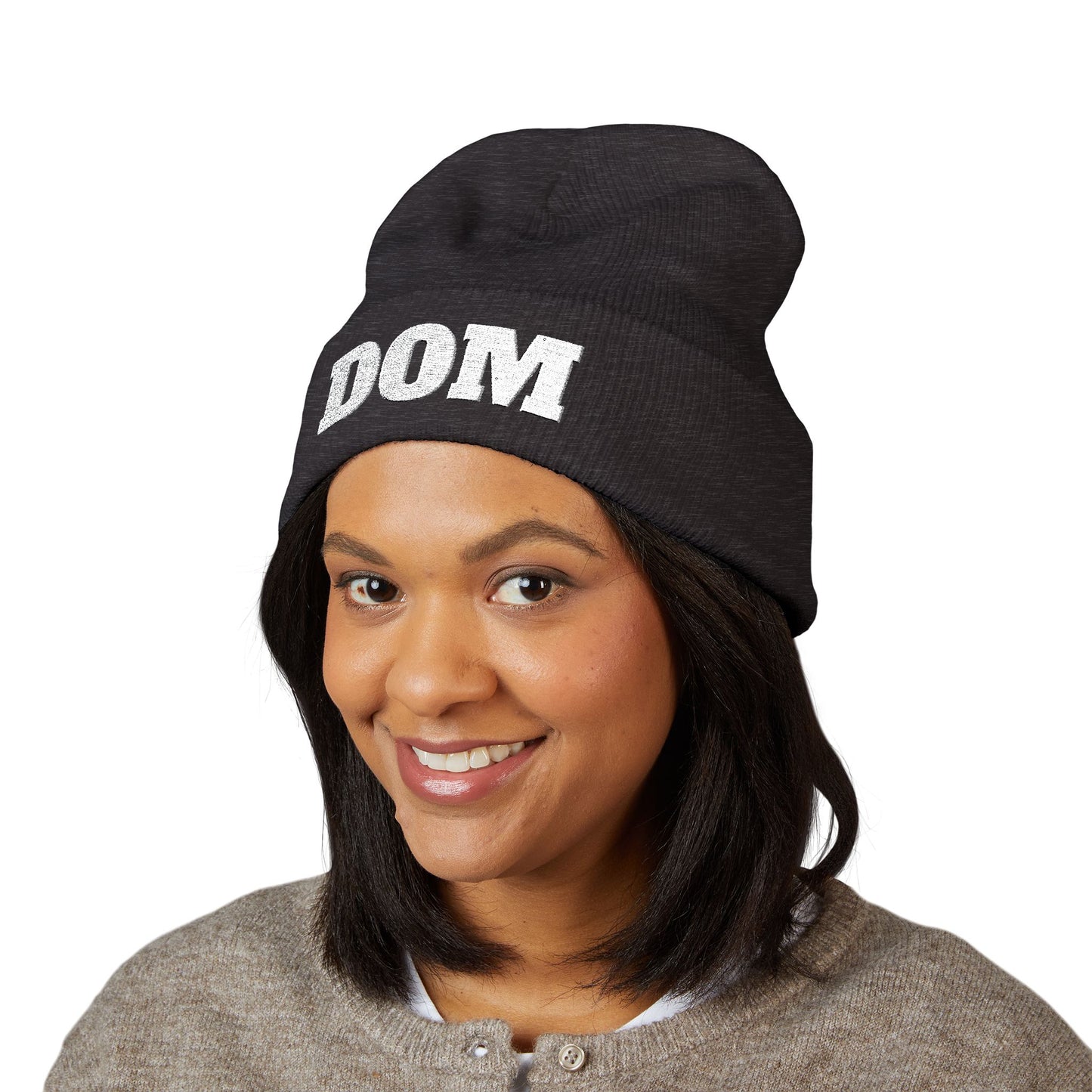 DOM Embroidered Classic Cuffed Beanie