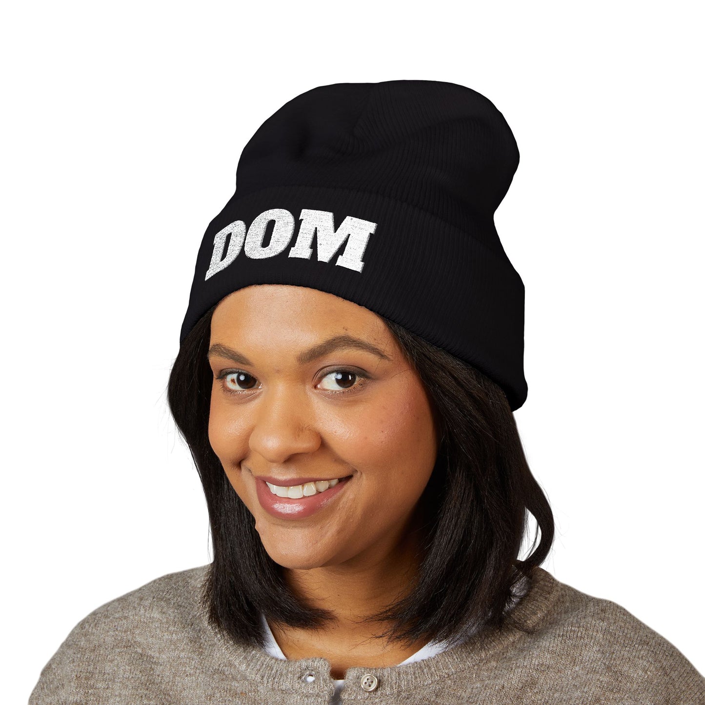 DOM Embroidered Classic Cuffed Beanie