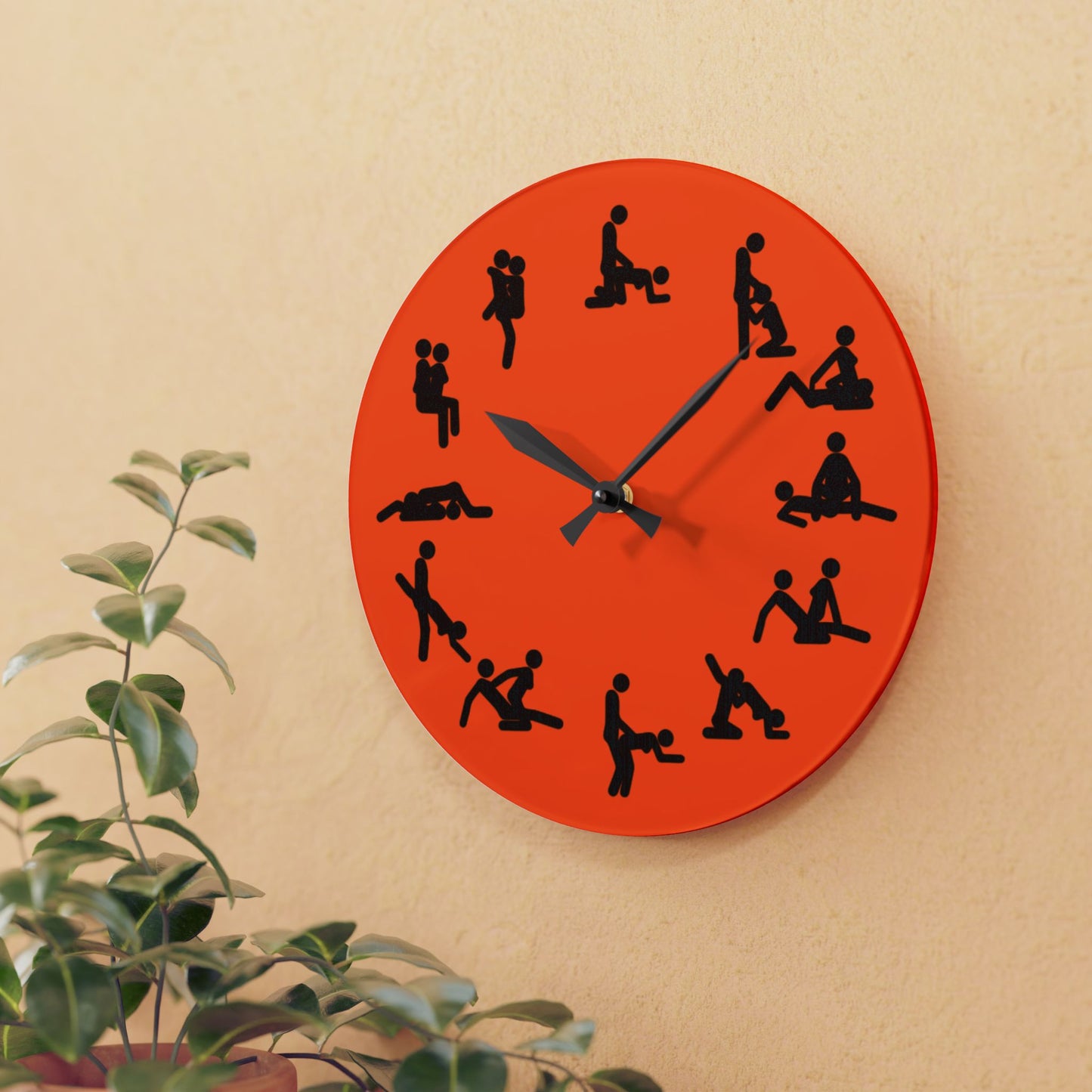 Positions Acrylic Wall Clock (Orange)