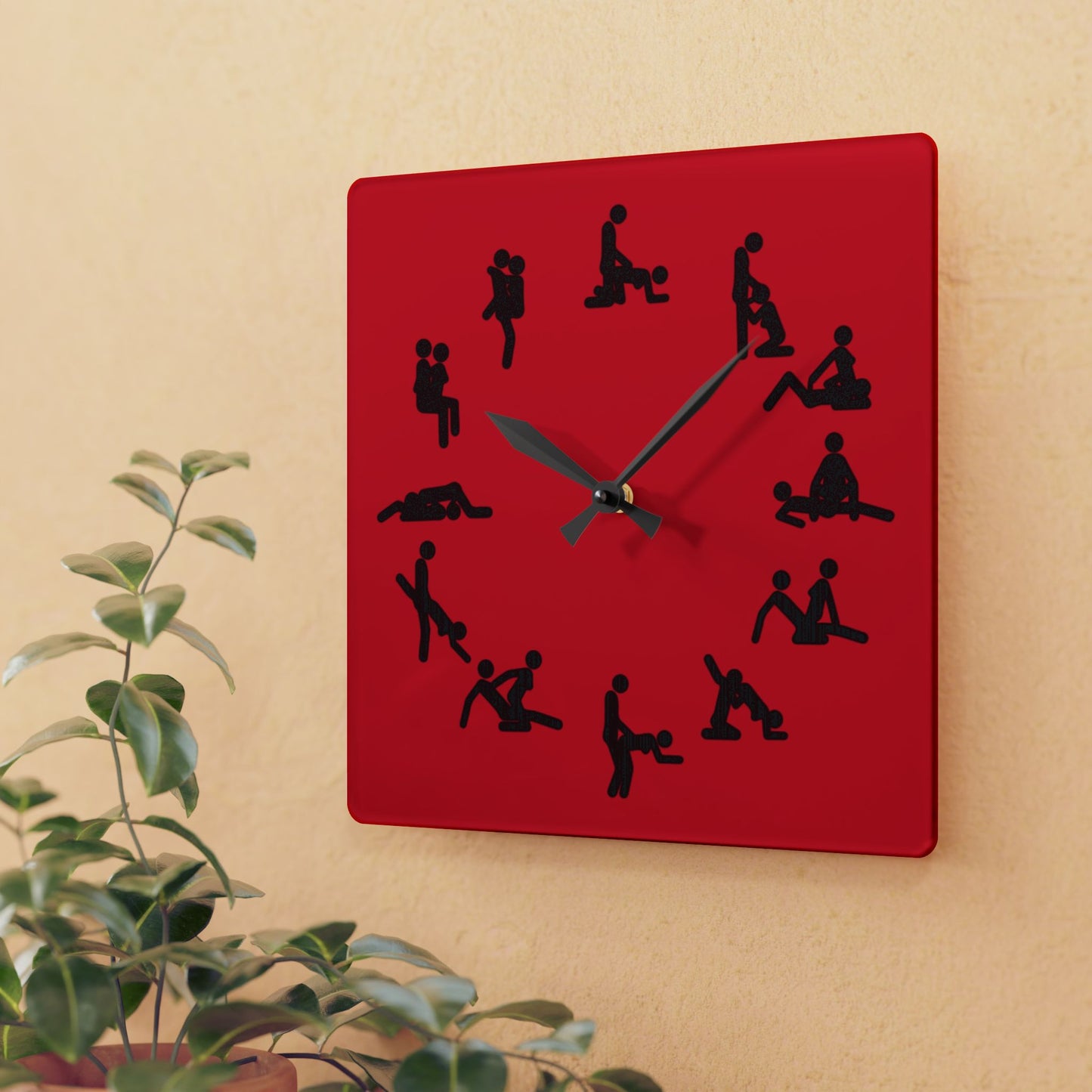 Positions Acrylic Wall Clock (Red)