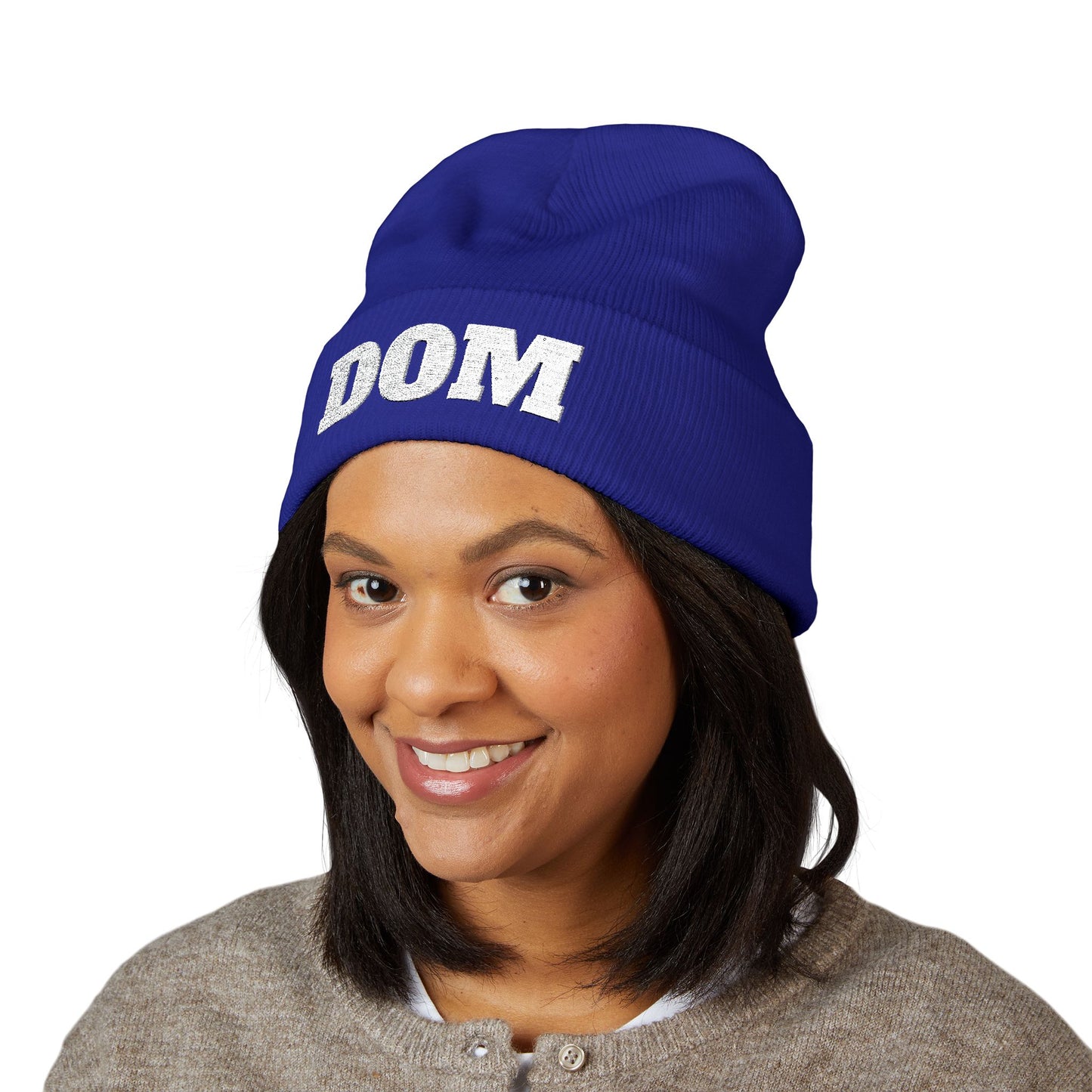 DOM Embroidered Classic Cuffed Beanie