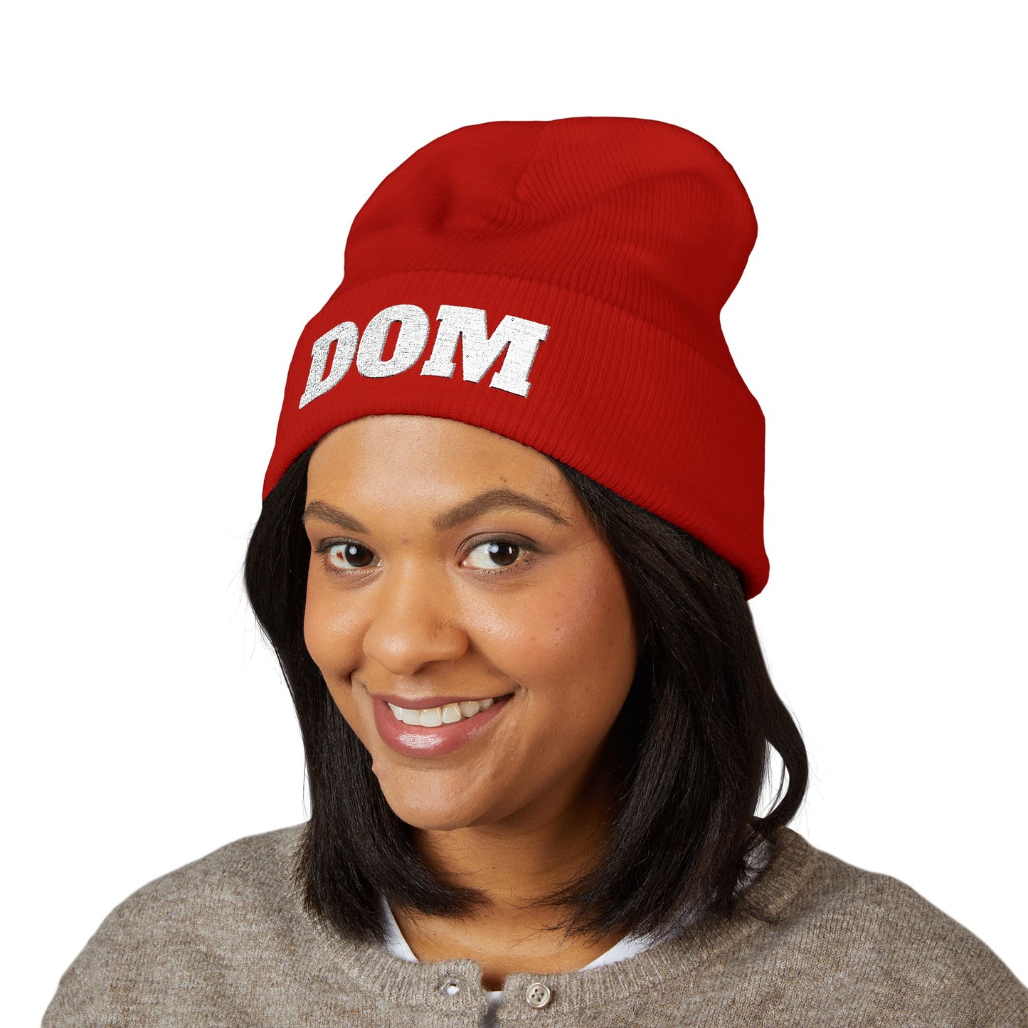 DOM Embroidered Classic Cuffed Beanie