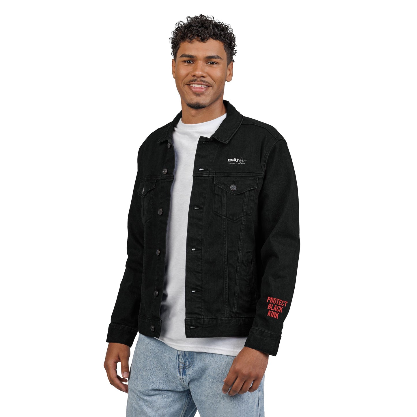 Black Embroidered Unisex Denim Jacket, Vintage Style Jacket, Casual Wear, Gifts for Him and Her, Stylish Layering