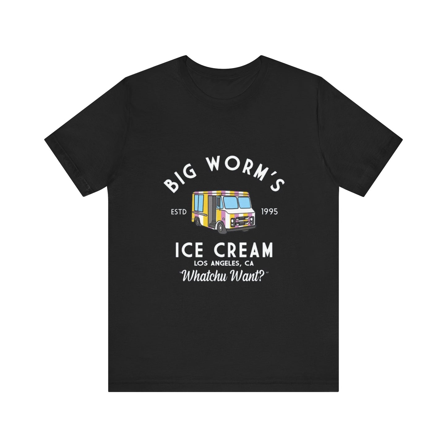 BIG WORM'S ICE CREAM TRUCK Men's Regular Fit Letter Graphic Round Neck Tee