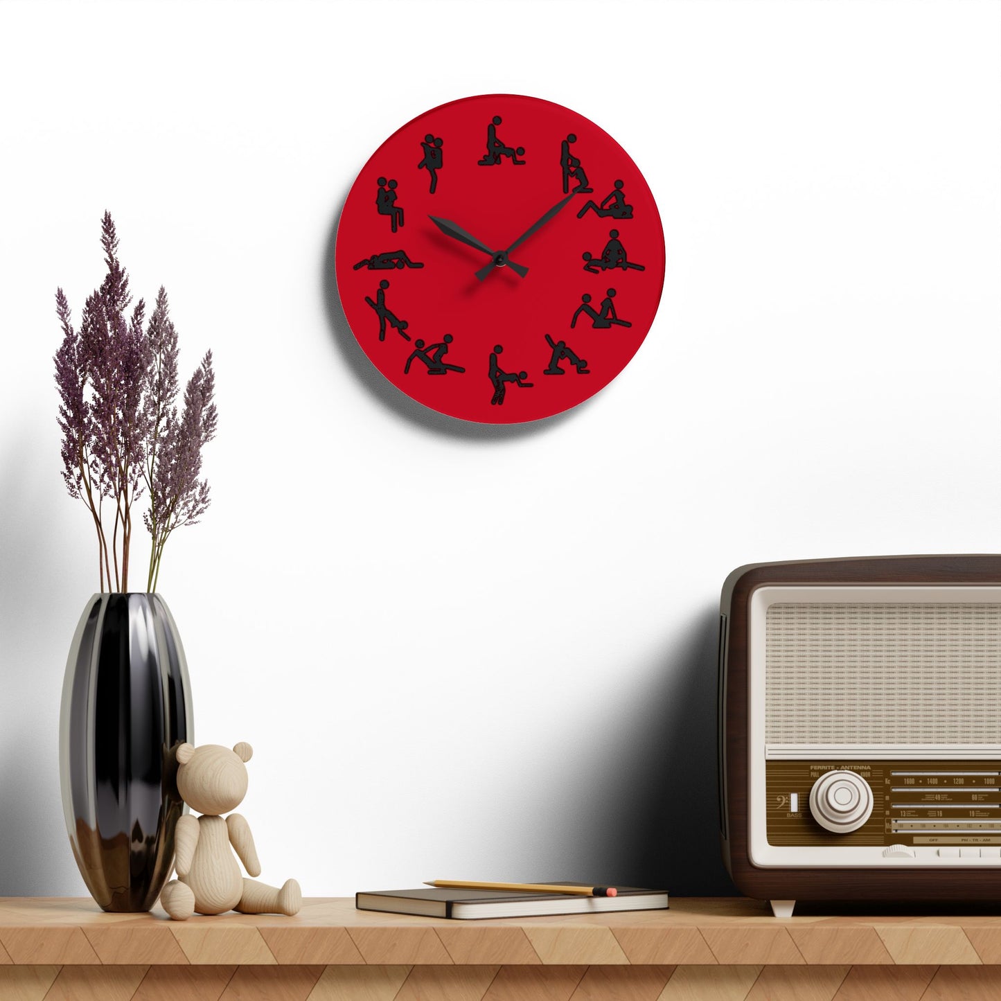 Positions Acrylic Wall Clock (Red)