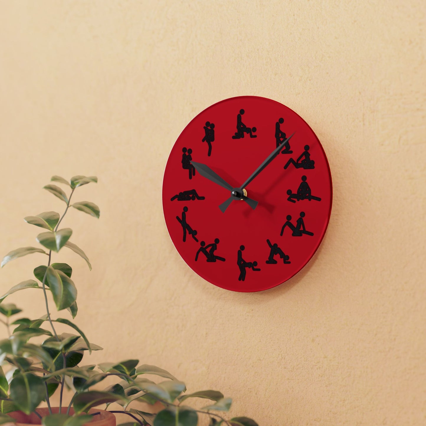 Positions Acrylic Wall Clock (Red)