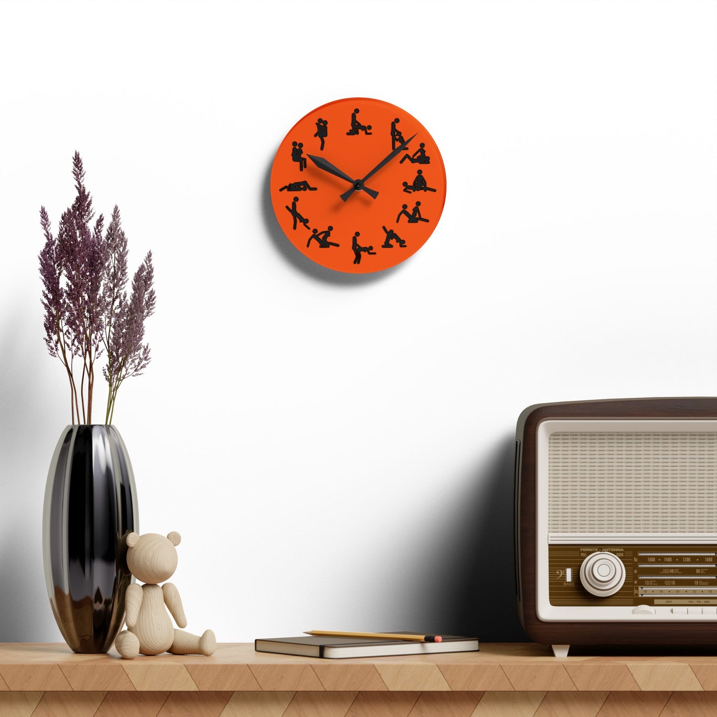 Positions Acrylic Wall Clock (Orange)