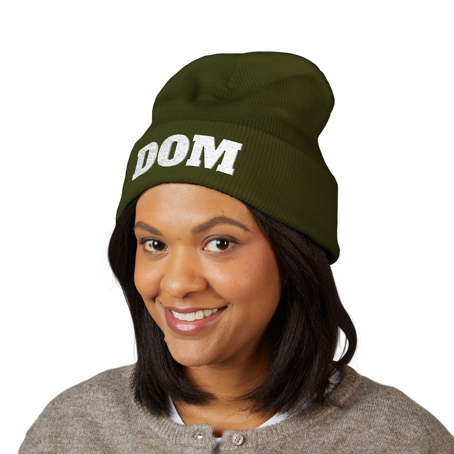 DOM Embroidered Classic Cuffed Beanie
