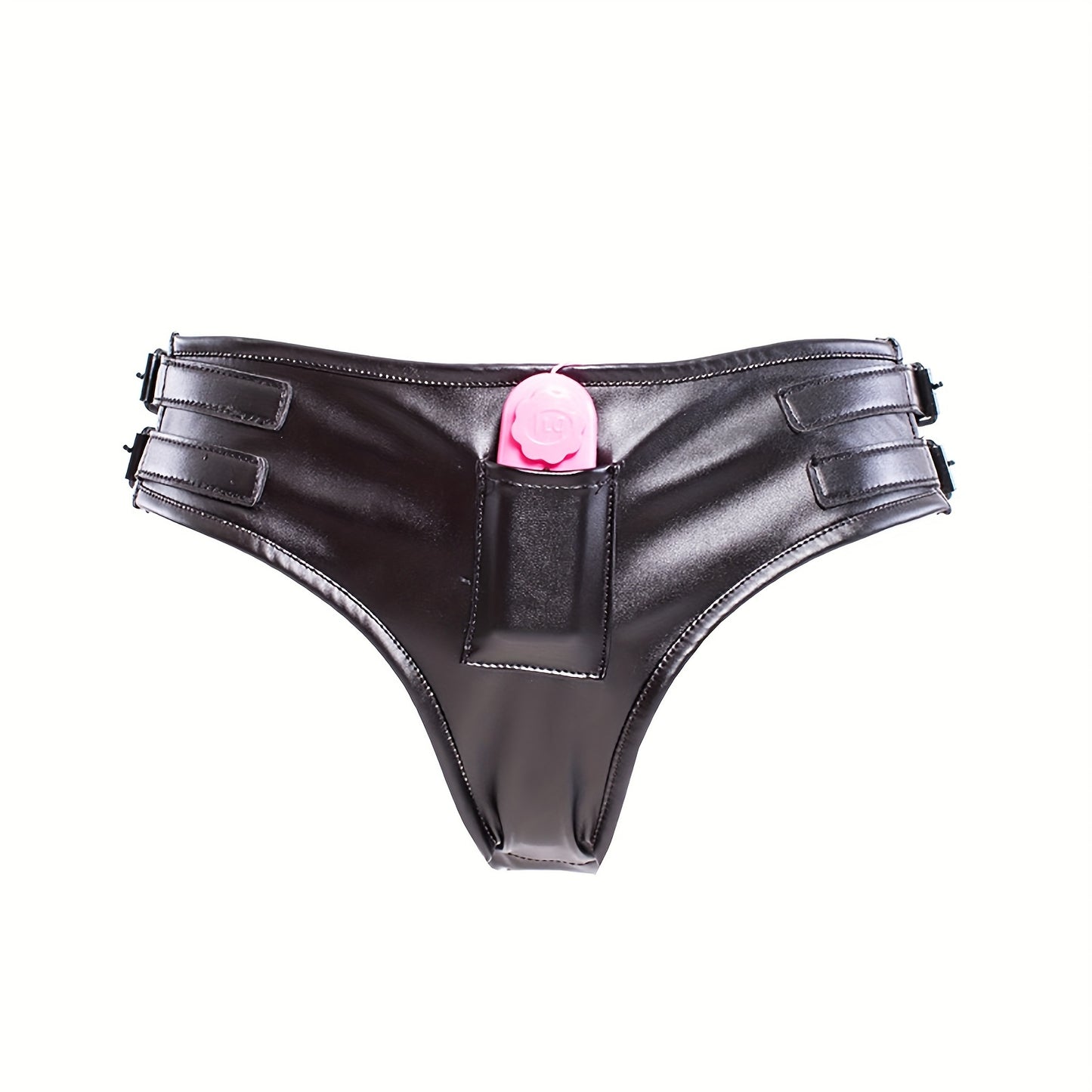 Faux Leather Panties with Silicone Dildo