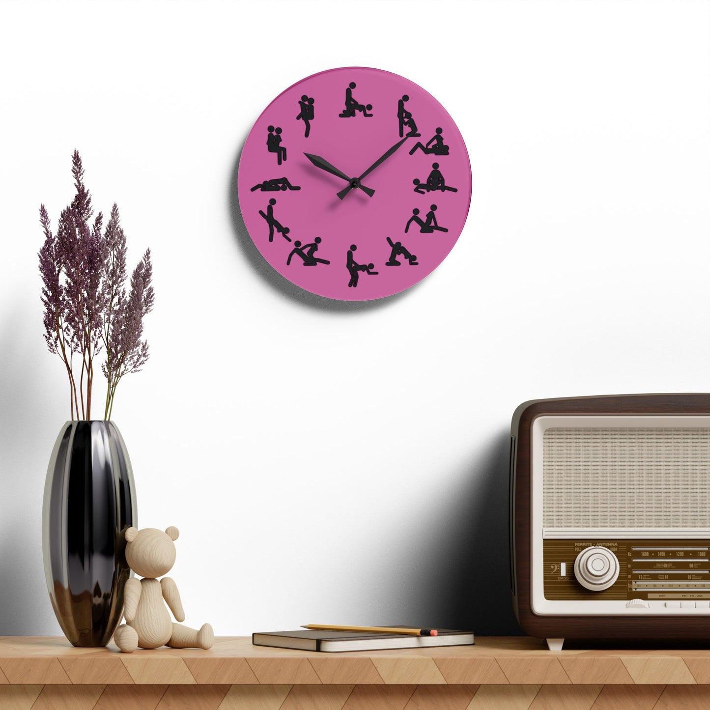Positions Acrylic Wall Clock (Pink)