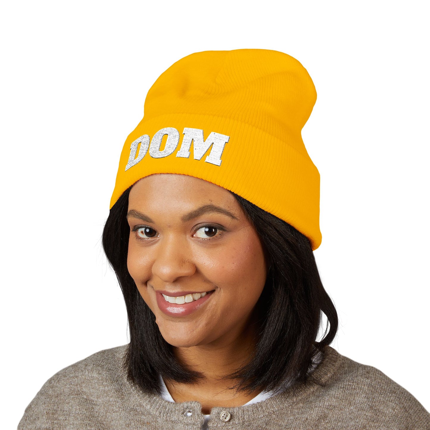 DOM Embroidered Classic Cuffed Beanie