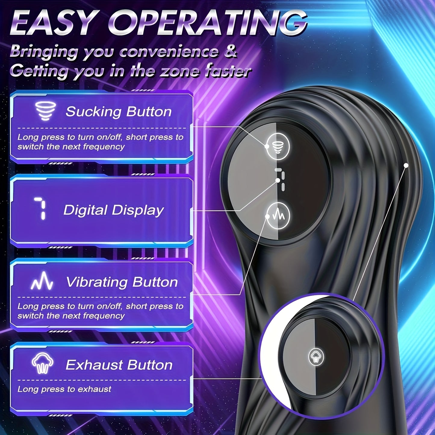 Realistic Male Masturbator - 10 Vibration & Suction Modes