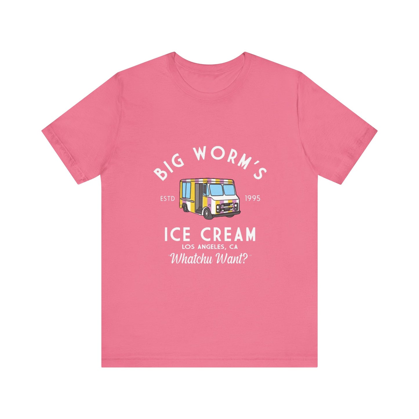 BIG WORM'S ICE CREAM TRUCK Men's Regular Fit Letter Graphic Round Neck Tee