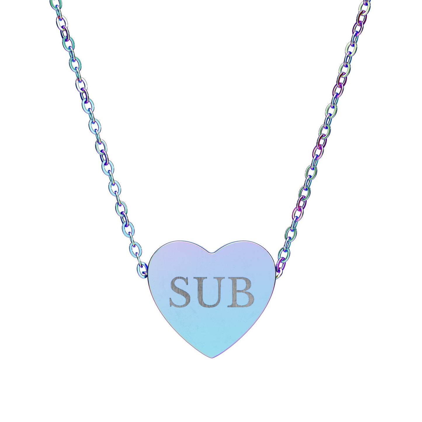 Engravable Heart Necklace — Personalized Initials Pendant (e.g., "SUB")