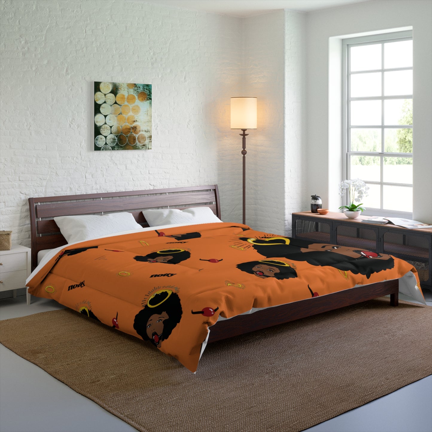 Logo Cozy Boho Comforter (Orange)