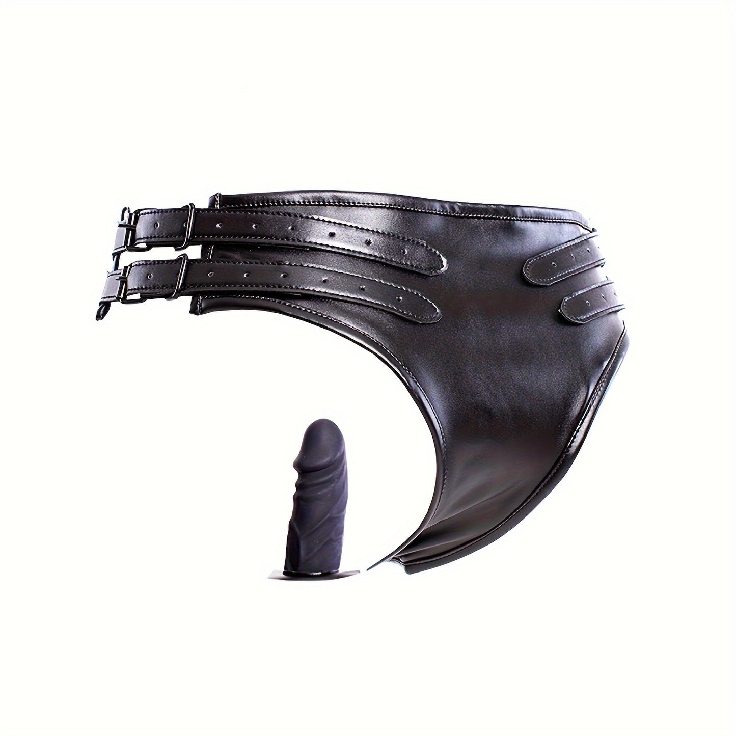 Faux Leather Panties with Silicone Dildo