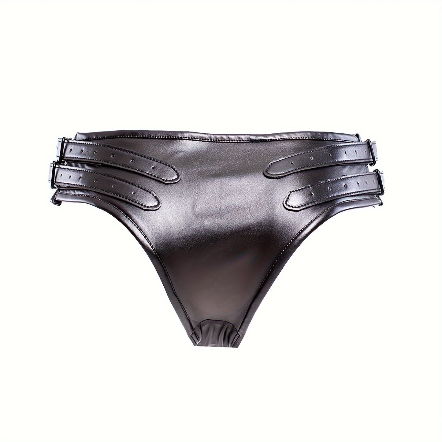 Faux Leather Panties with Silicone Dildo