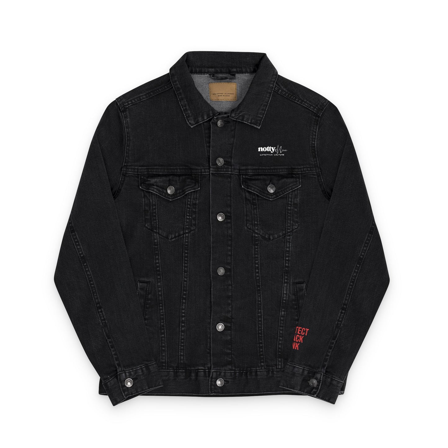 Black Embroidered Unisex Denim Jacket, Vintage Style Jacket, Casual Wear, Gifts for Him and Her, Stylish Layering