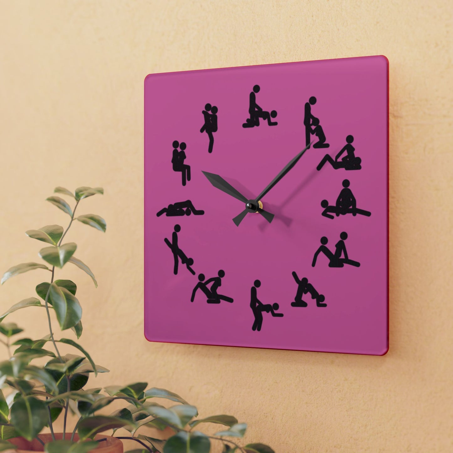 Positions Acrylic Wall Clock (Pink)