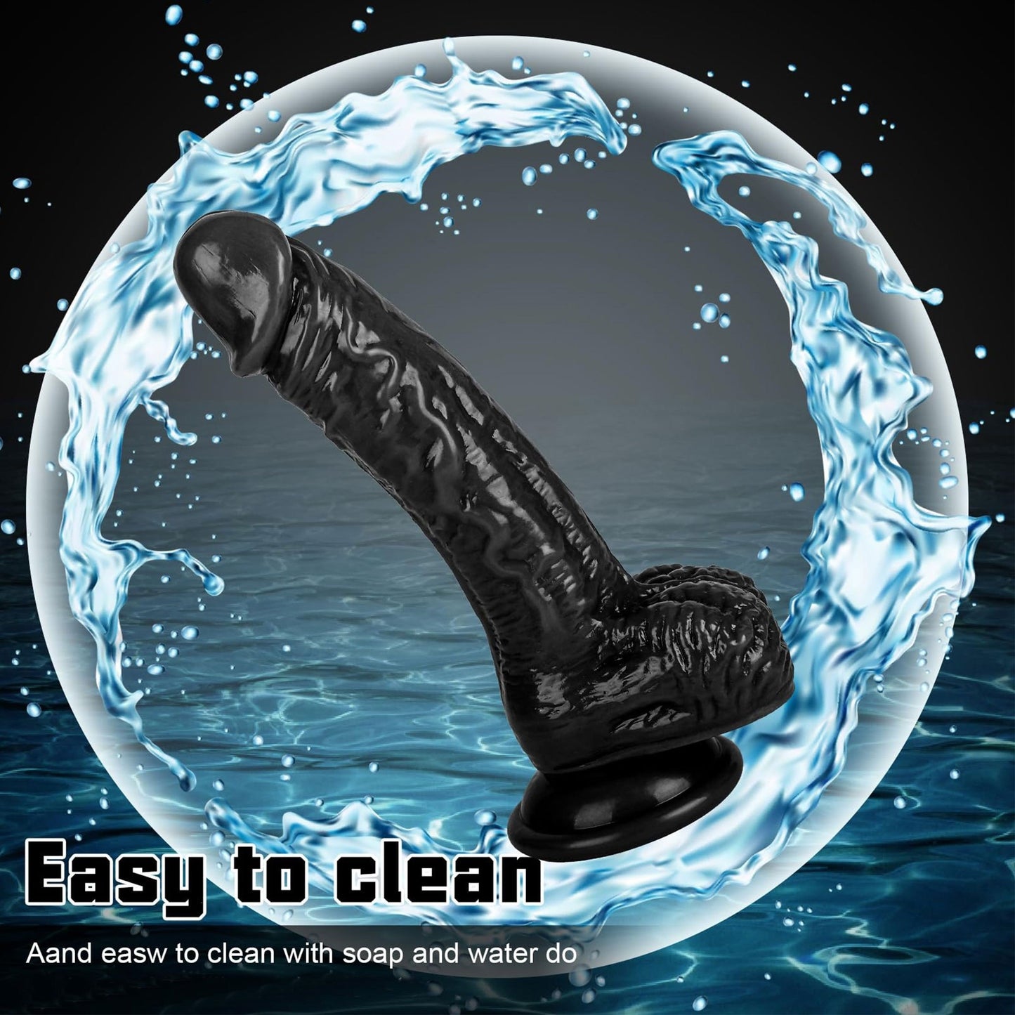 Lifelike Black Silicone Dildo w/ Suction Cup Base