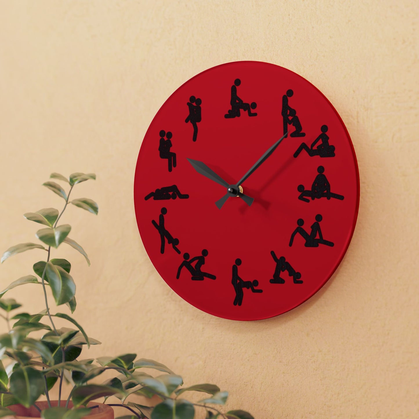 Positions Acrylic Wall Clock (Red)