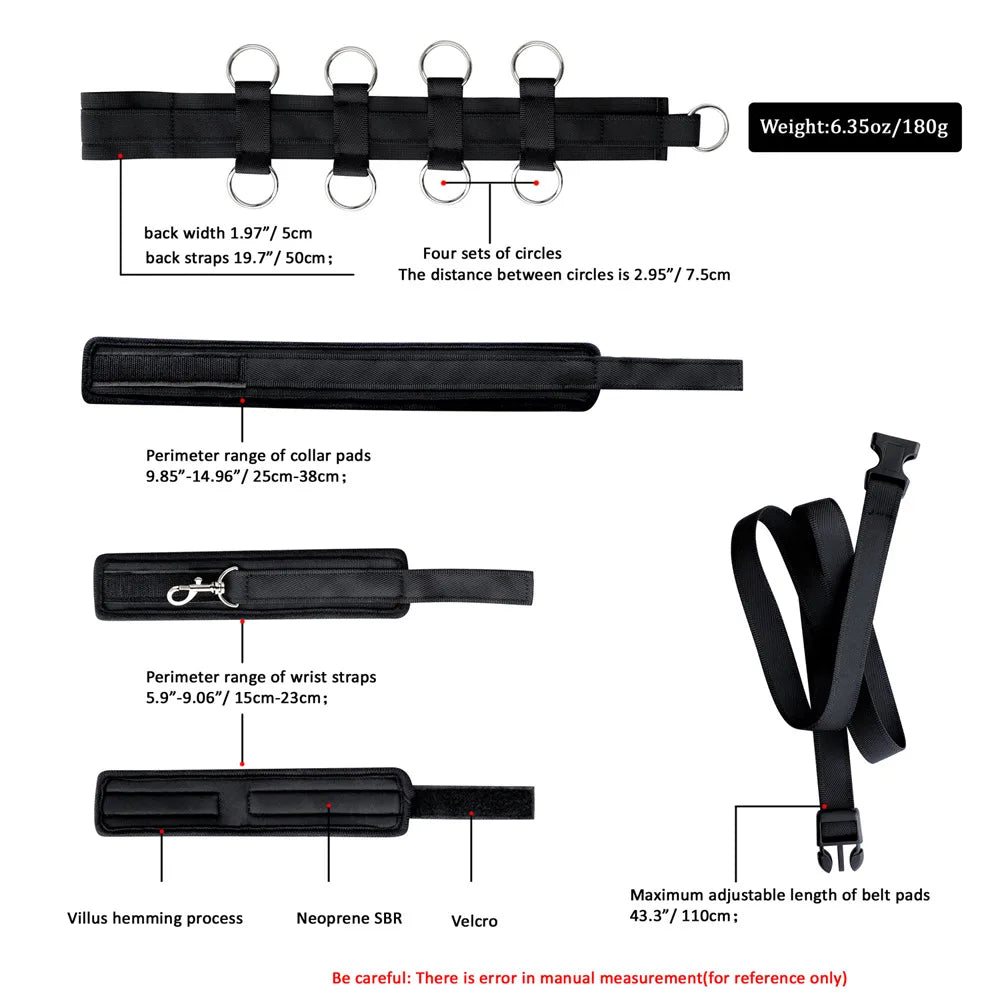 Bondage Restraints Set Couples Sex Toys Sex Handcuffs Collar Adjustable Eye Mask Included