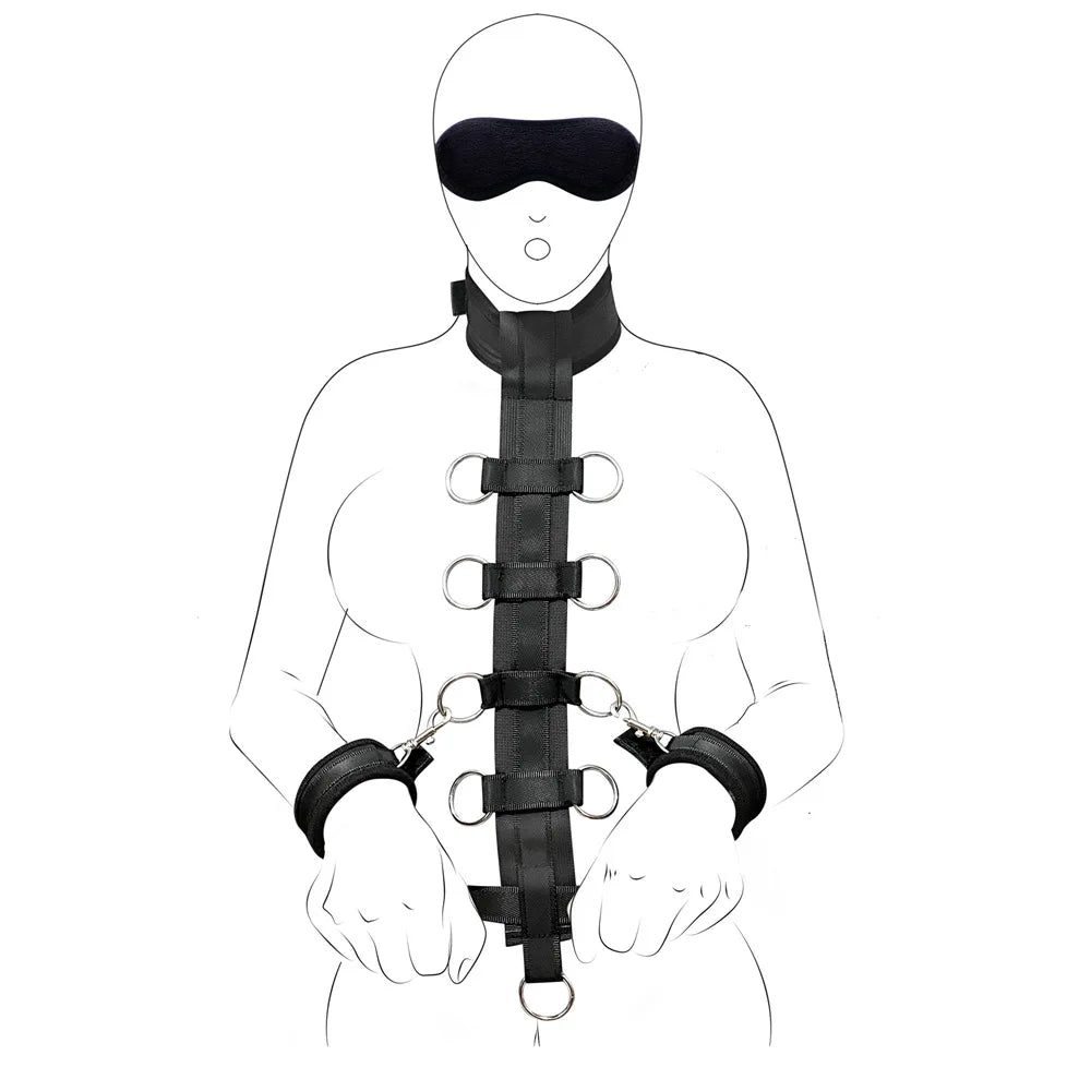 Bondage Restraints Set Couples Sex Toys Sex Handcuffs Collar Adjustable Eye Mask Included
