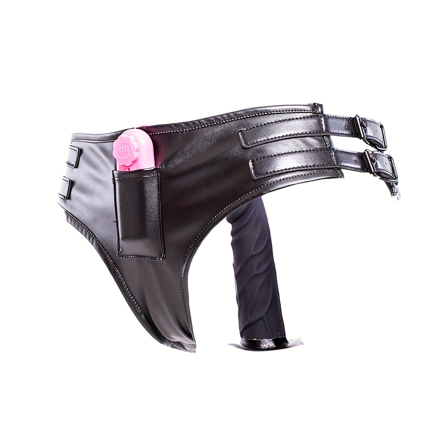 Faux Leather Panties with Silicone Dildo