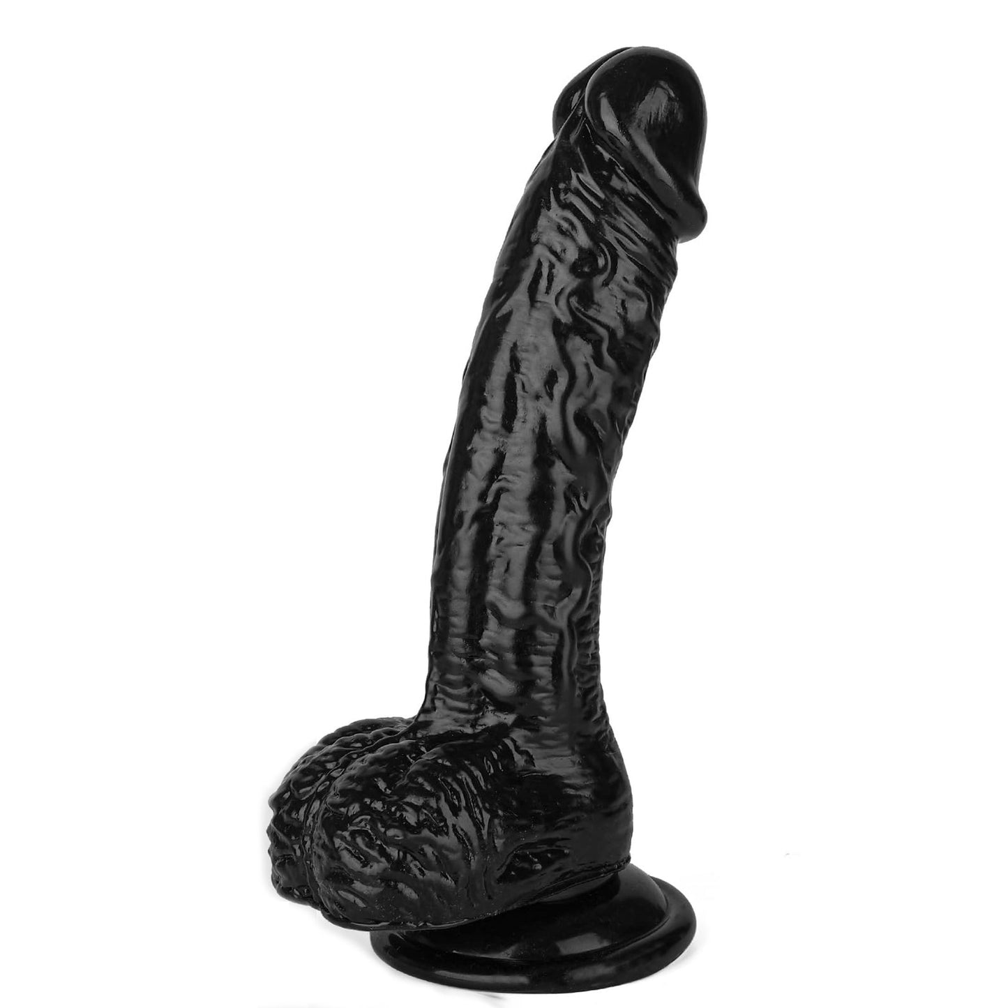 Lifelike Black Silicone Dildo w/ Suction Cup Base