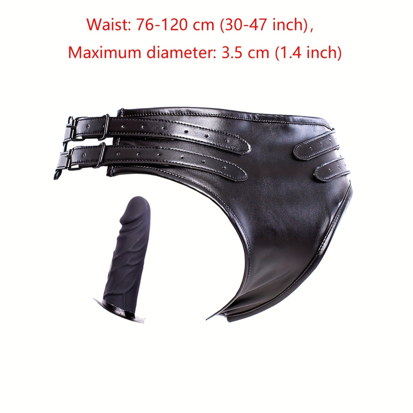Faux Leather Panties with Silicone Dildo