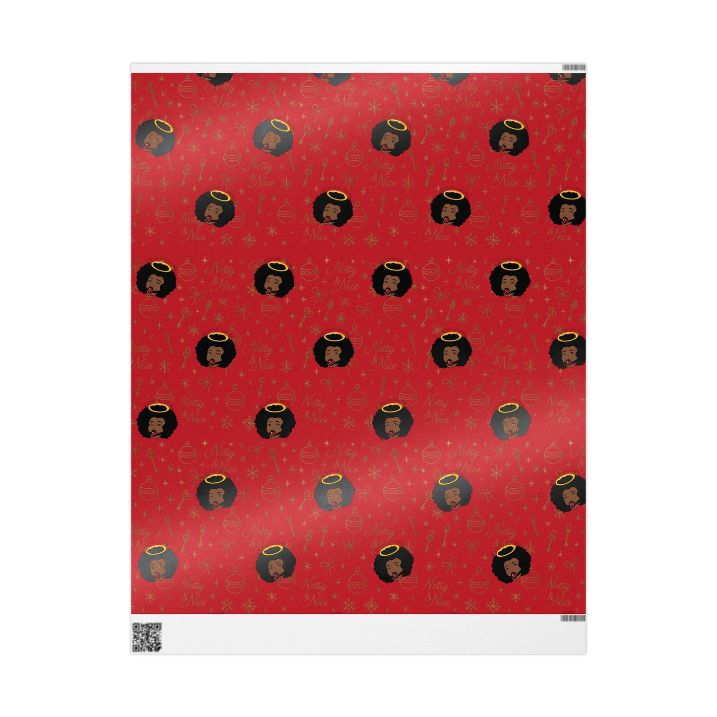 Holiday Red & Gold Wrapping Paper — 'Notty & Nice' Festive Gift Wrap