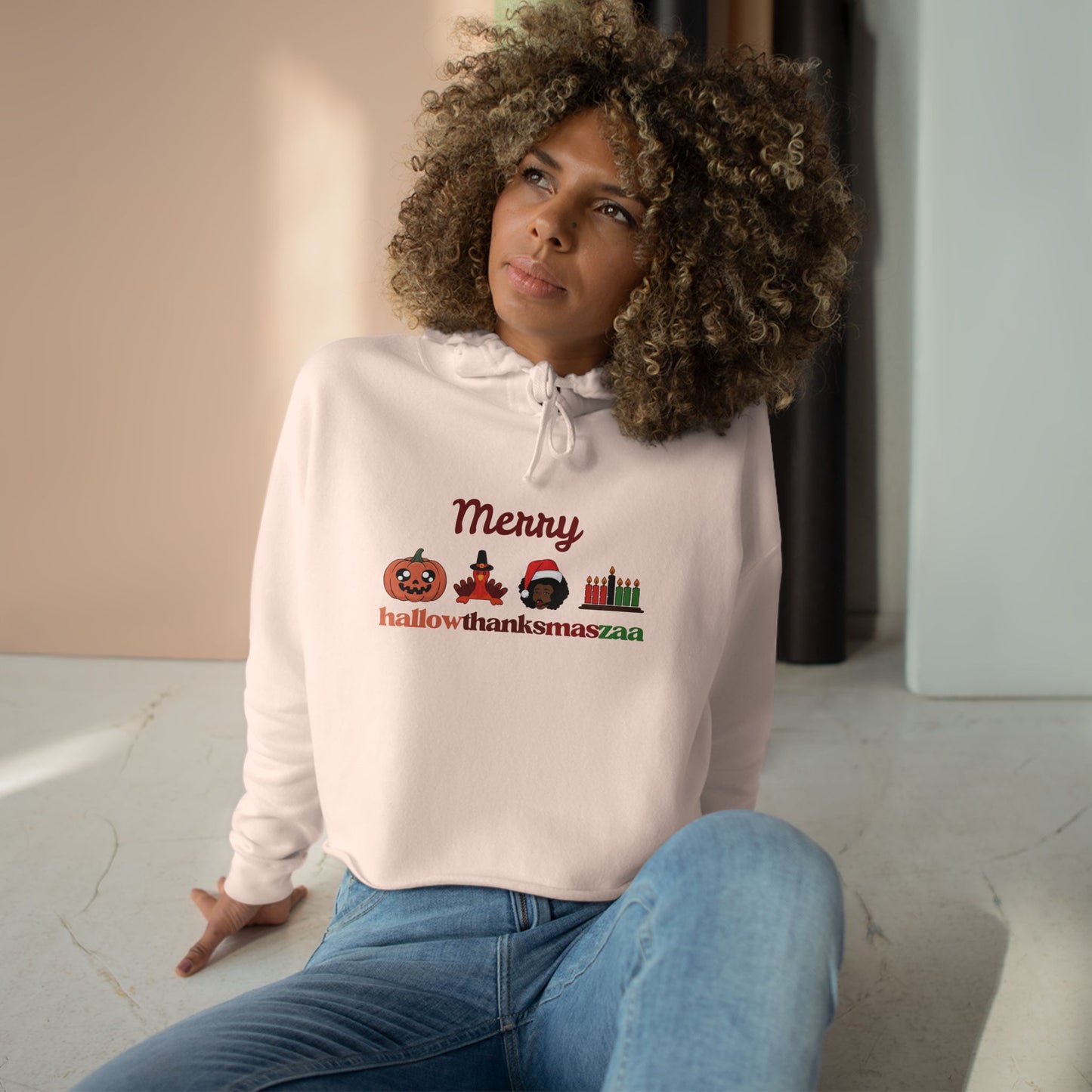 Crop Hoodie - Merry Hallowthanksmaszaa