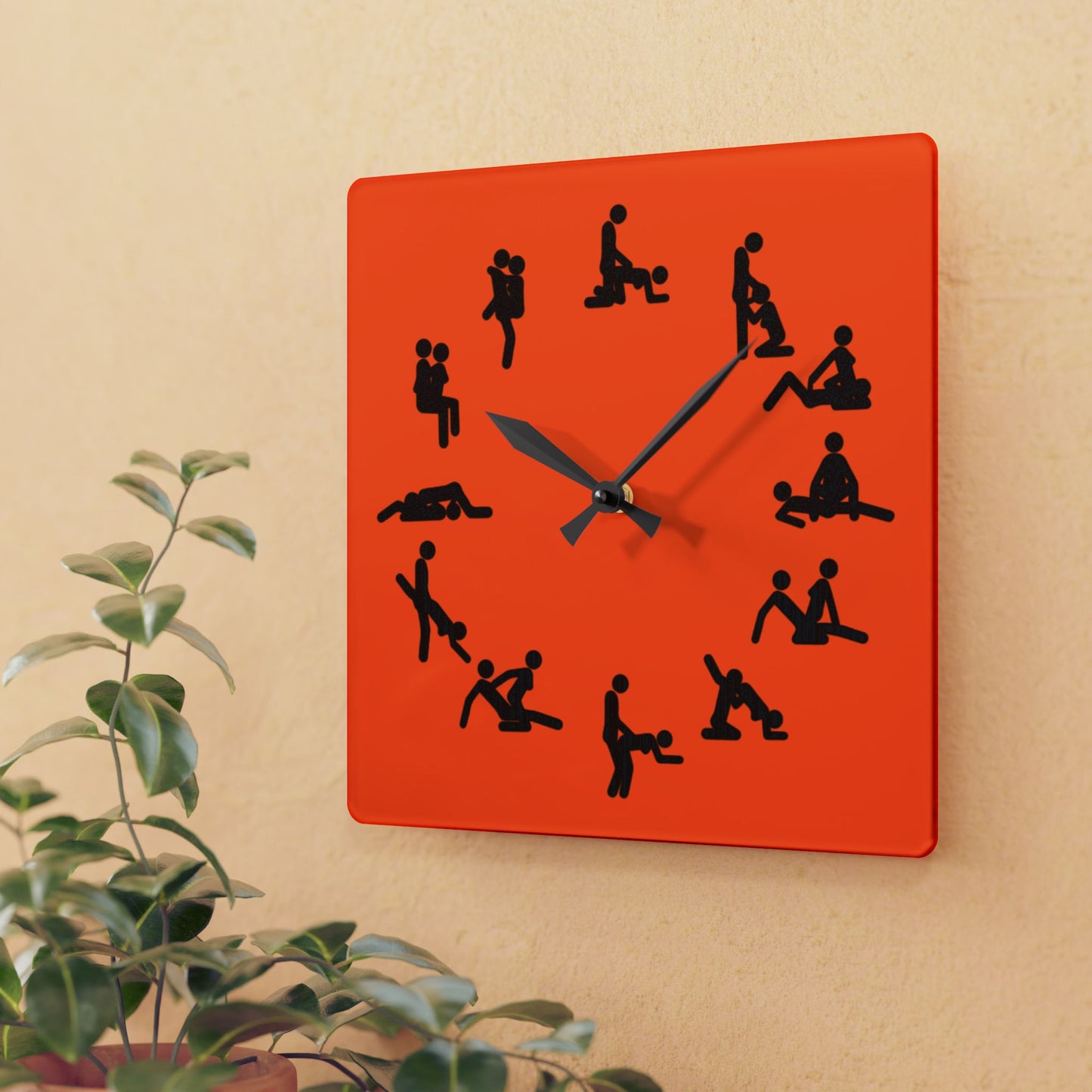 Positions Acrylic Wall Clock (Orange)