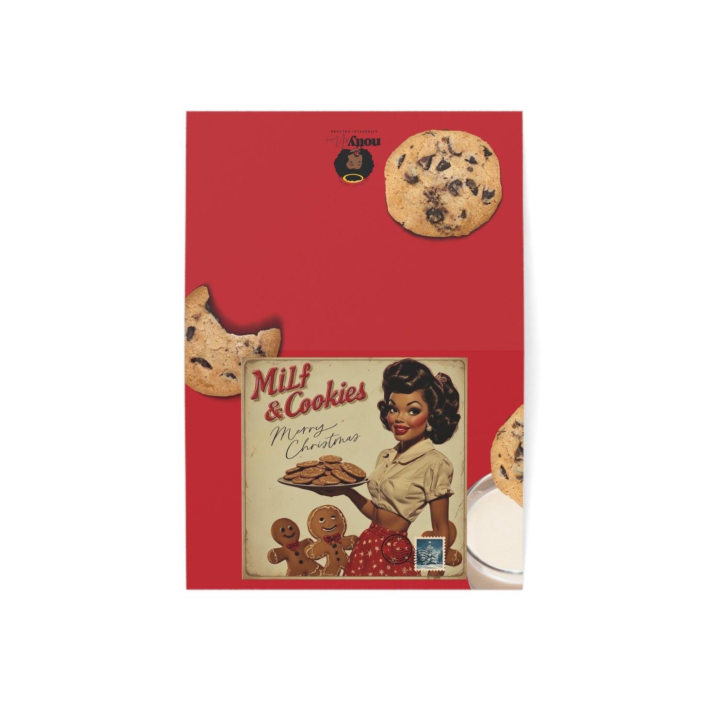 Retro 'Milf & Cookies' Holiday Greeting Card – Funny Vintage Christmas Card