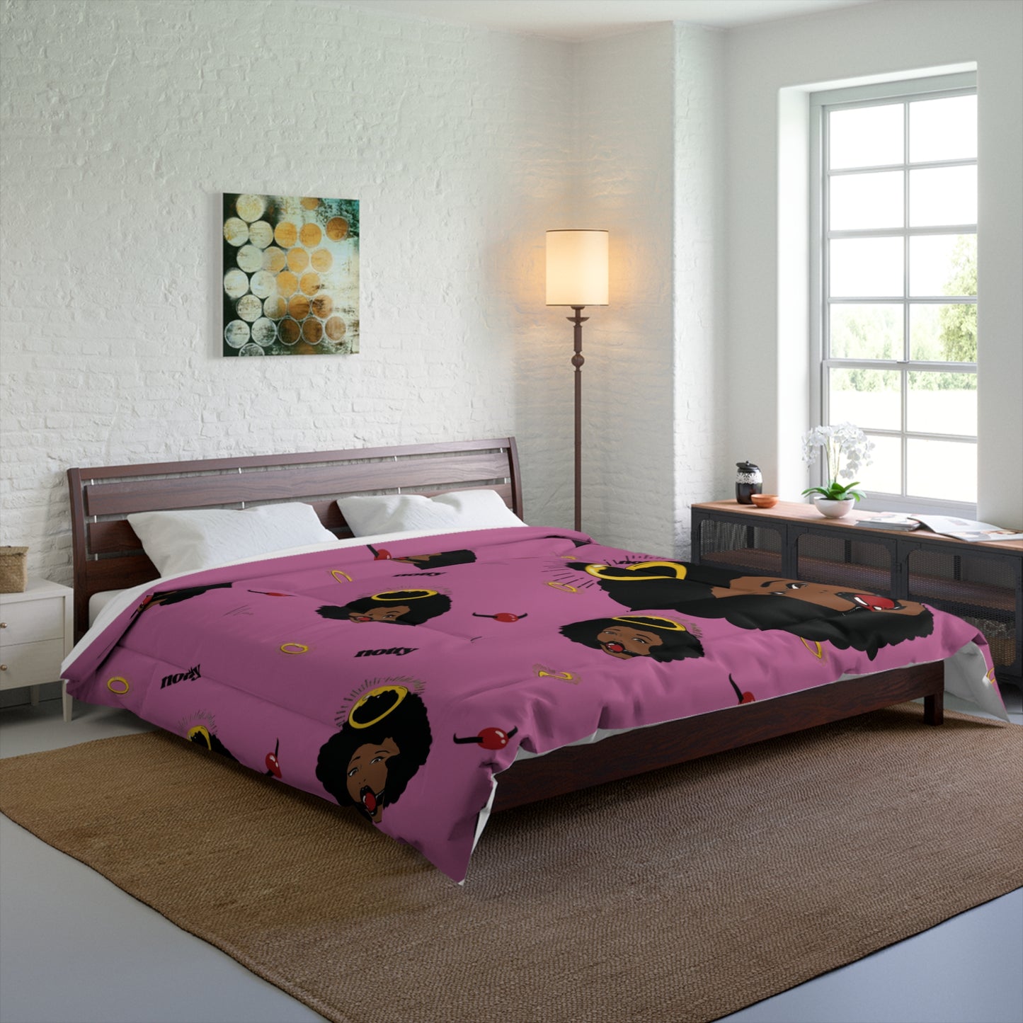 Logo Cozy Boho Comforter (Pink)