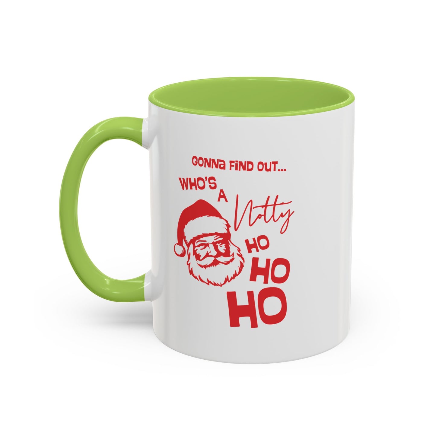 Christmas Coffee Mug - "Gonna Find Out Who's a Notty Ho Ho Ho" Accent Mug (11/15oz)