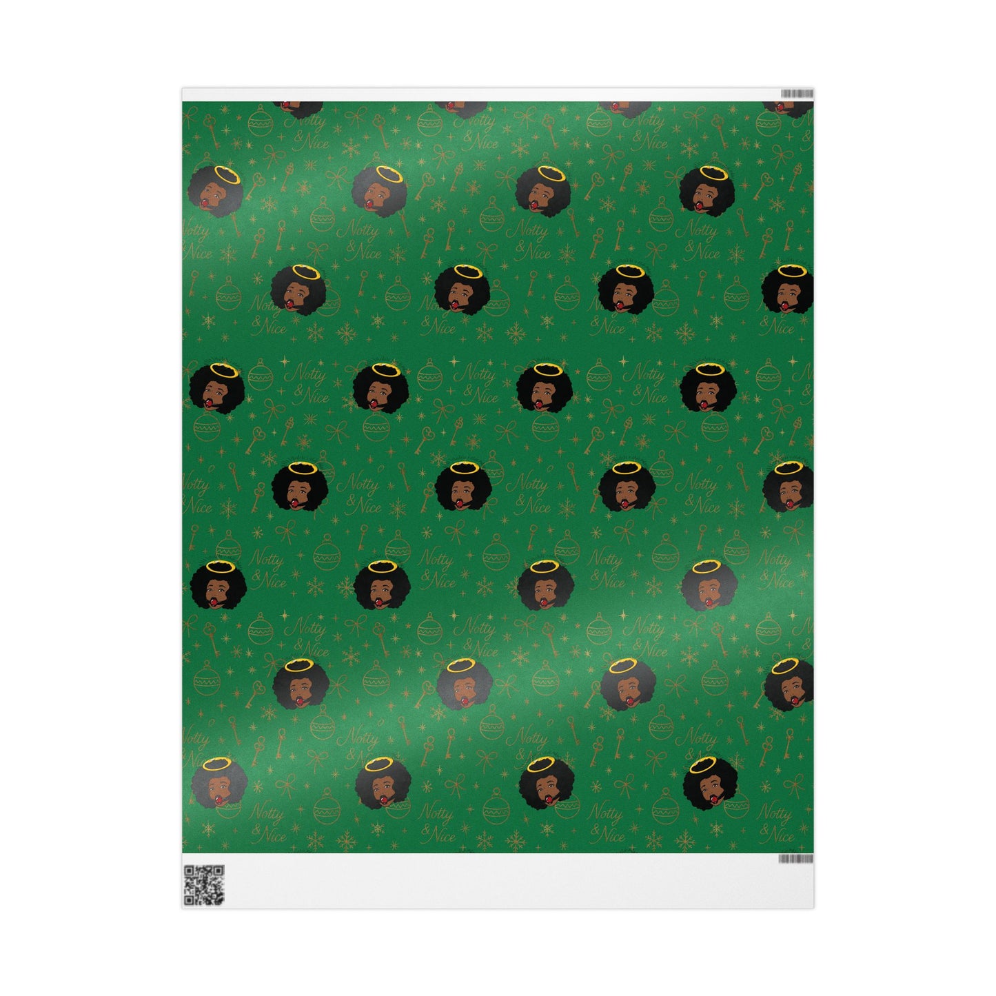 Holiday Green & Gold Wrapping Paper — 'Notty & Nice' Festive Gift Wrap