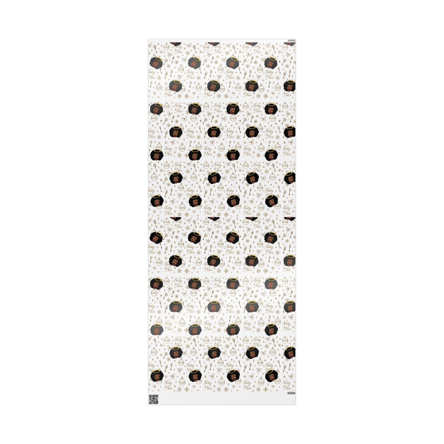 Holiday White & Gold Wrapping Paper — 'Notty & Nice' Festive Gift Wrap