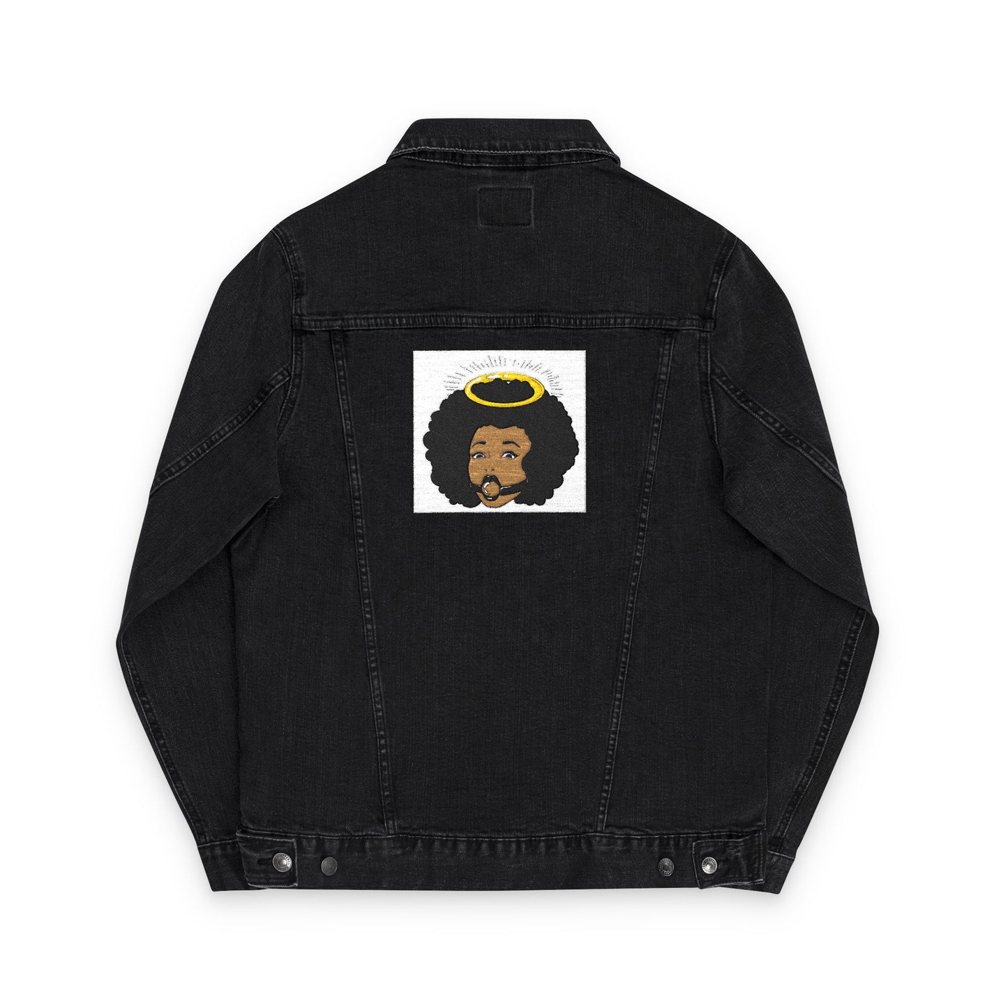 Black Embroidered Unisex Denim Jacket, Vintage Style Jacket, Casual Wear, Gifts for Him and Her, Stylish Layering