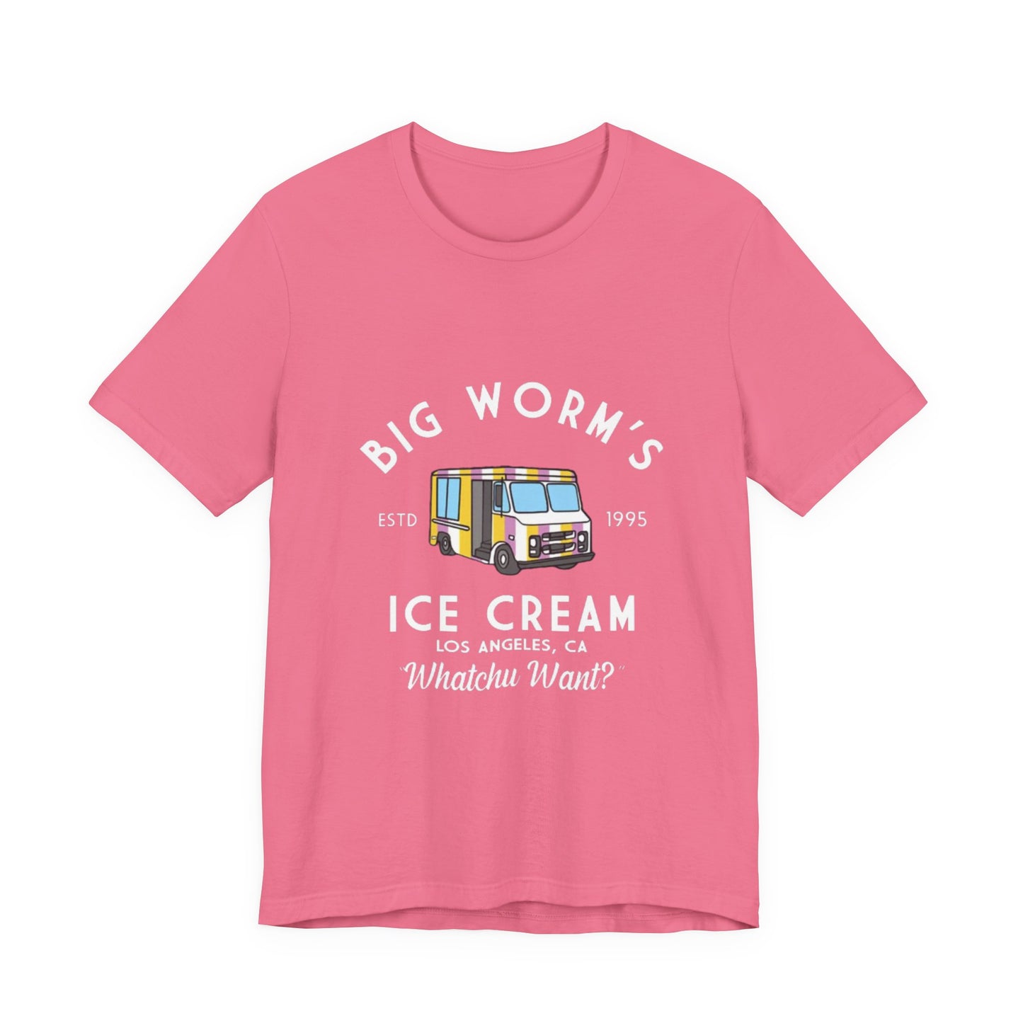 BIG WORM'S ICE CREAM TRUCK Men's Regular Fit Letter Graphic Round Neck Tee