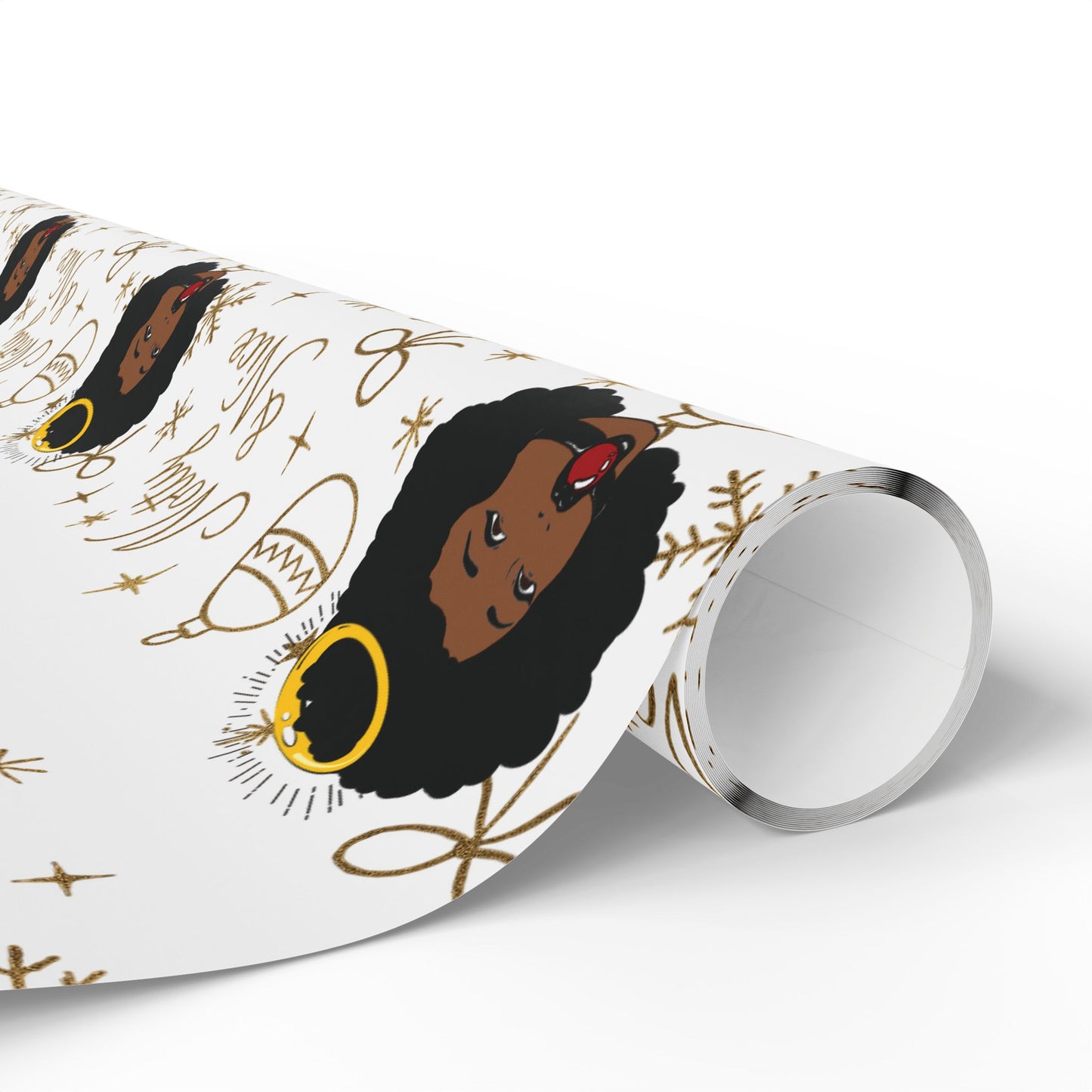 Holiday White & Gold Wrapping Paper — 'Notty & Nice' Festive Gift Wrap