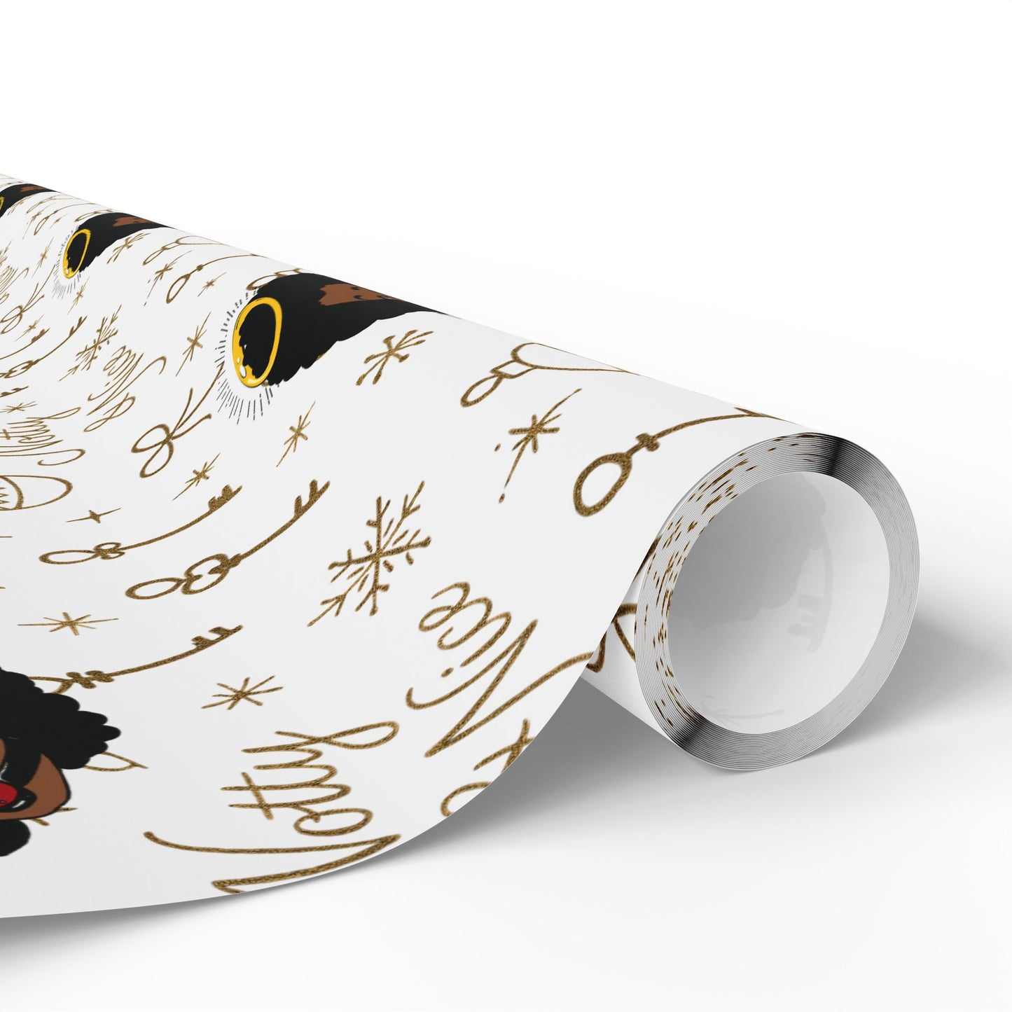 Holiday White & Gold Wrapping Paper — 'Notty & Nice' Festive Gift Wrap