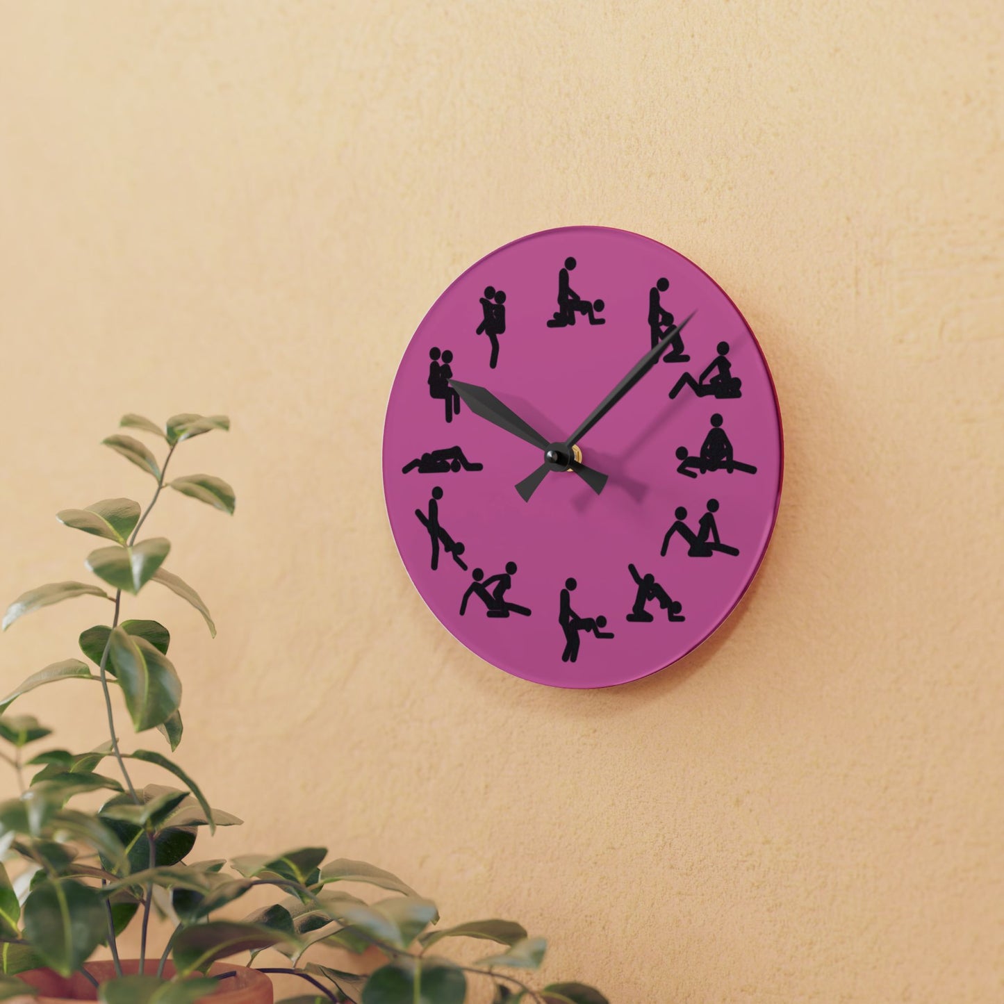 Positions Acrylic Wall Clock (Pink)