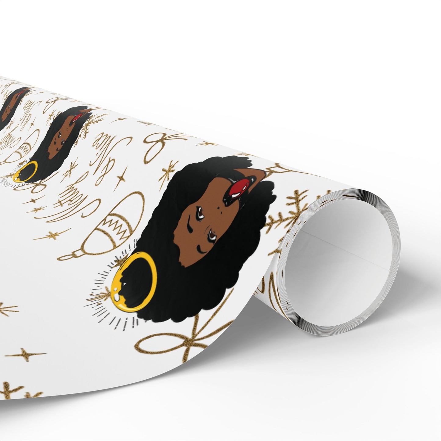 Holiday White & Gold Wrapping Paper — 'Notty & Nice' Festive Gift Wrap