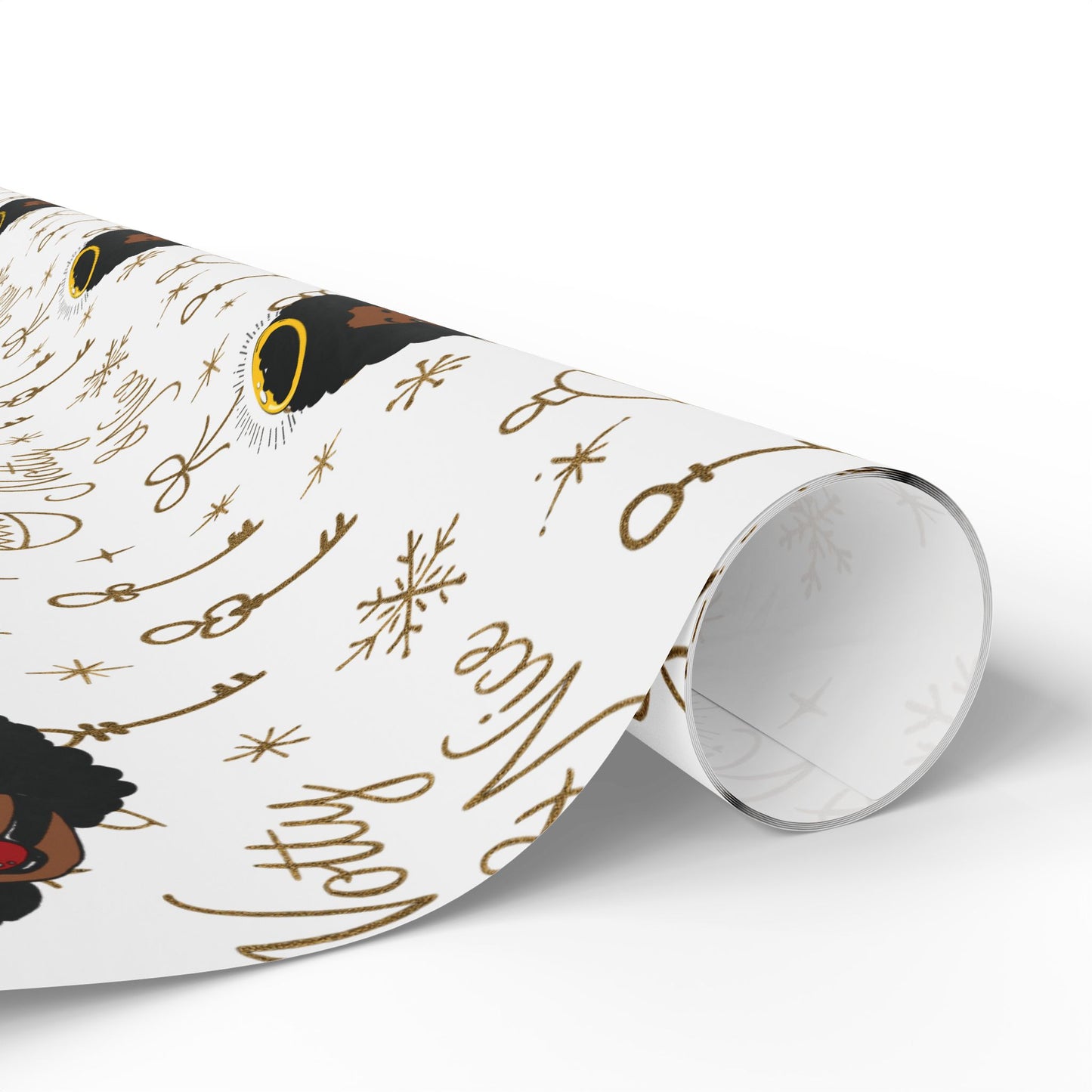 Holiday White & Gold Wrapping Paper — 'Notty & Nice' Festive Gift Wrap