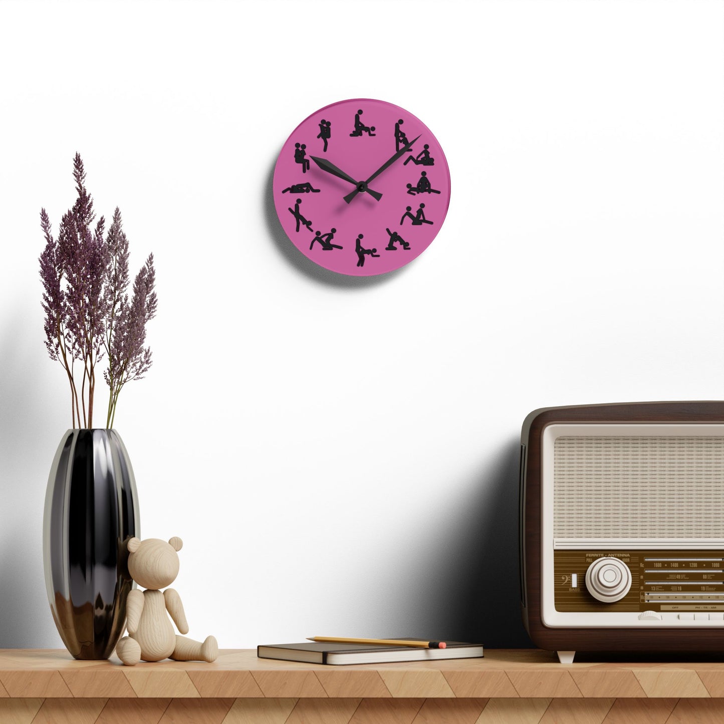 Positions Acrylic Wall Clock (Pink)
