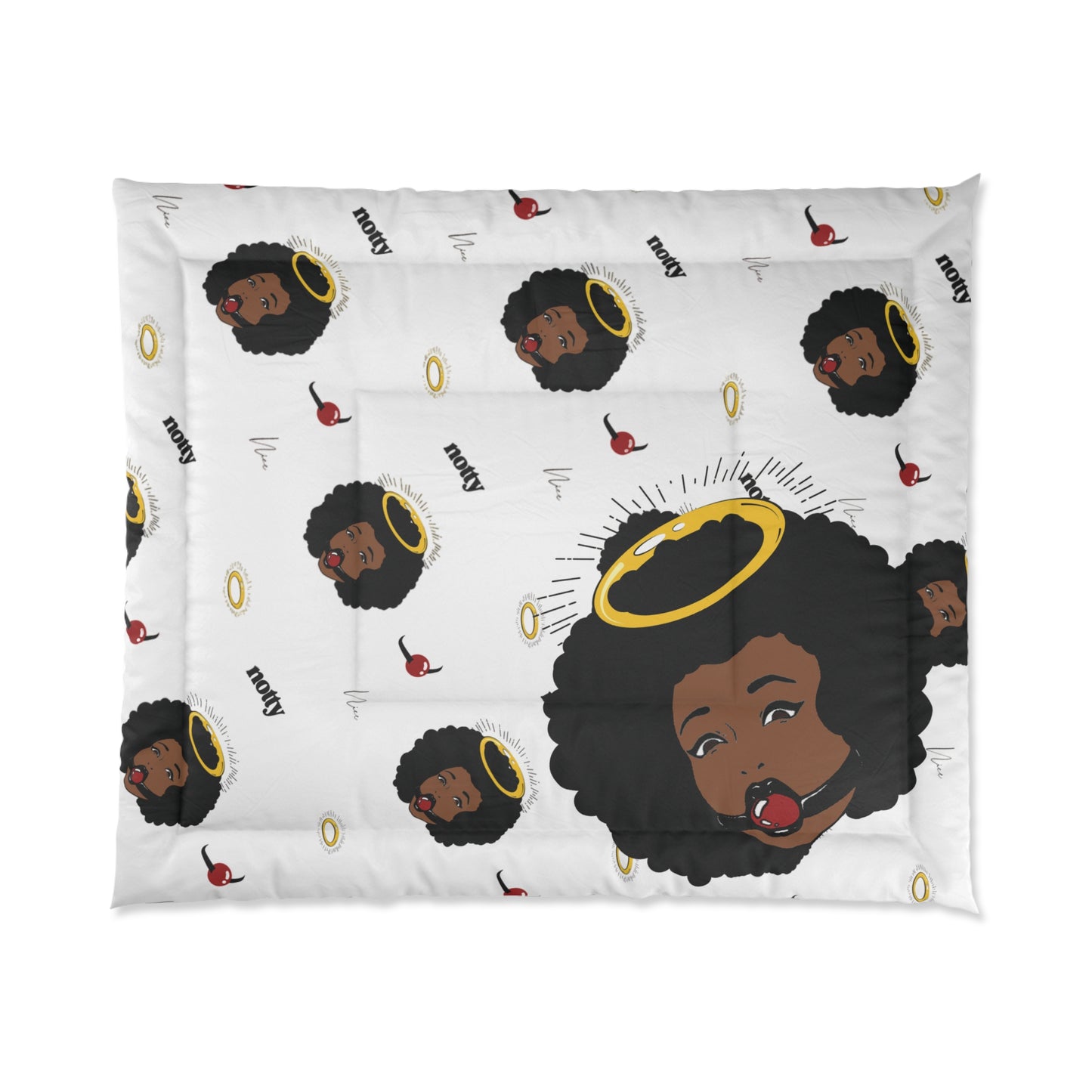 Logo Cozy Boho Comforter (White)