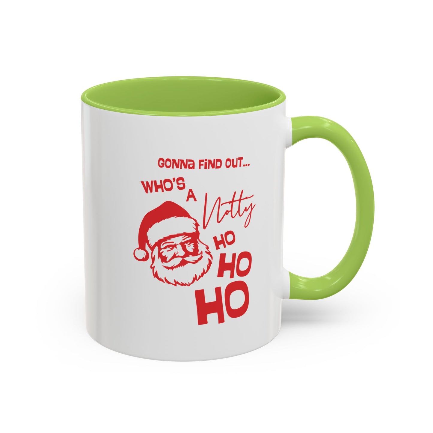 Christmas Coffee Mug - "Gonna Find Out Who's a Notty Ho Ho Ho" Accent Mug (11/15oz)