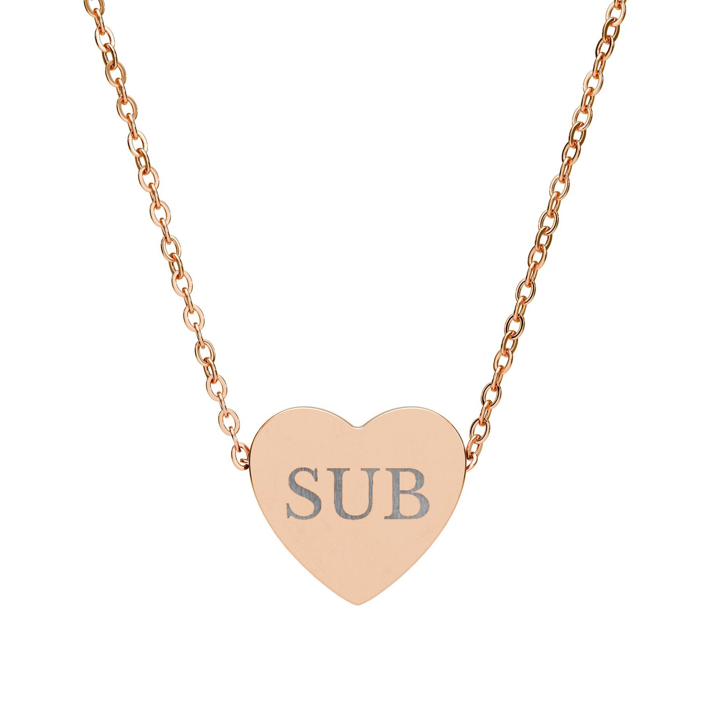 Engravable Heart Necklace — Personalized Initials Pendant (e.g., "SUB")