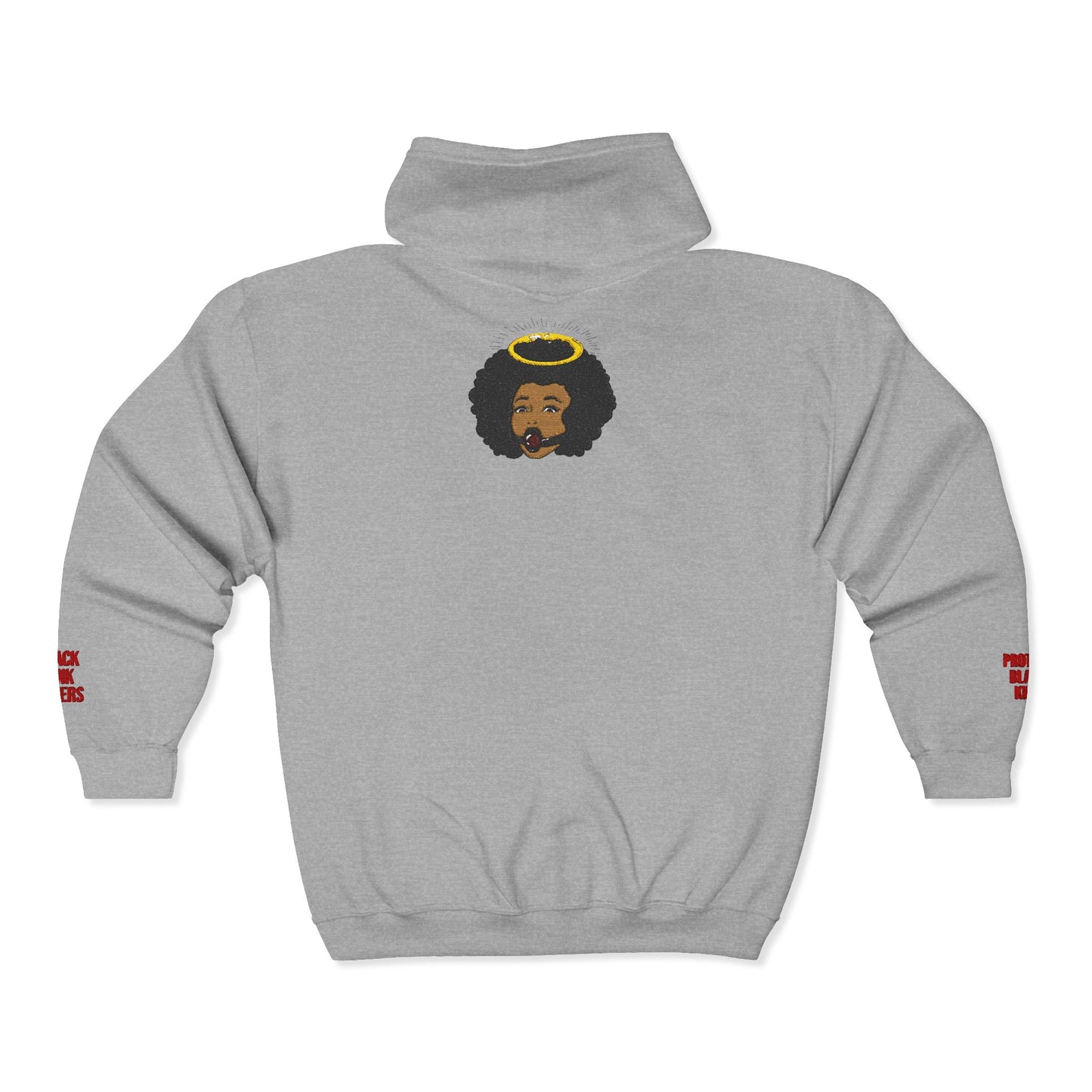 Angel Afro Zip Hoodie — 'Notty' Front Logo, Halo Portrait Back